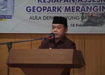 Al Haris saat mengemukakan Pemerintah Provinsi Jambi kembali mempersiapkan Geopark Merangin (foto: Harun dan Hori)