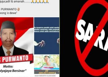 Postingan dari akun Facebook Bintang Khatulistiwa, Tim pemenangan Cakades Tri Mulya Jaya no urut 3 menggunakan isu SARA (foto: ist)