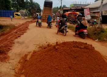 PT PAL dan 3 Pengusaha RAM kelapa Sawit melakukan penimbunan jalan Poros Desa Petaling Jaya (foto: Heri)