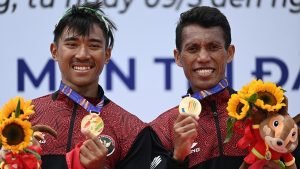 Kontingen Indonesia menempati posisi ketiga klasemen medali SEA Games 2021. (Foto: ANTARA FOTO/ADITYA PRADANA PUTRA)