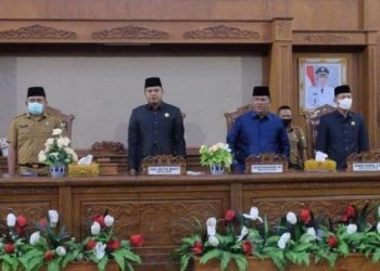 DPRD Muaro Jambi saat menggelar rapat paripurna terkait rekomendasi dewan terhadap LKPJ Bupati Muaro Jambi tahun 2021 (foto: ist)