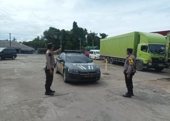 Satlantas Polres Muaro Jambi Terapkan Rekayasa Lalin di SPBU KM 24 (dok Ist)