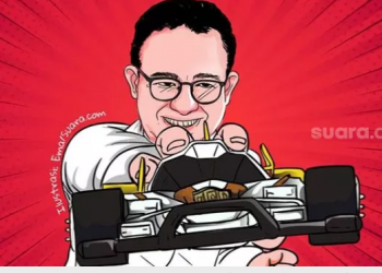 Ilustrasi Gubernur DKI Jakarta Anies Baswedan dan Formula E (foto: suara.com)