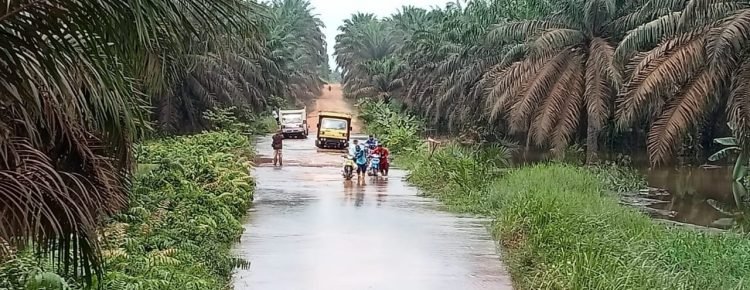 Lokasi tenggelamnya anak umur 12 tahun saat main air di lokasi banjir (foto: deni)