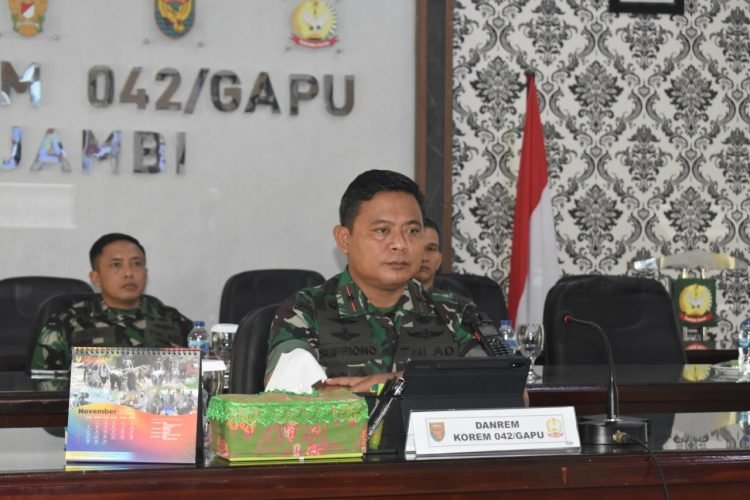 Danrem 042/Gapu Brigjen TNI Supriono.,S.IP.,M.M., (dok istimewa)