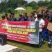 Aksi unjuk rasa Aliansi Masyarakat Geragai dan Mendahara di depan Kantor Bupati Tanjab Timur, Kamis (29/12/2022). (Foto Realitajambi.com)
