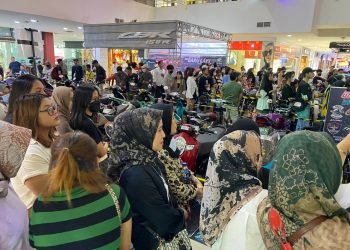 Kontes sepeda motor modifikasi bertajuk Honda Sport Motoshow di Wiltop Trade Center (WTC) Mall, Kota Jambi, Sabtu (31/12/2022). (Foto Sinsen)