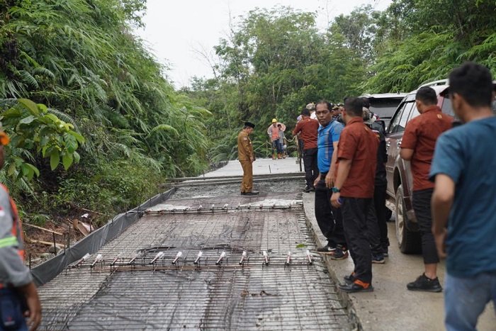 Gubernur Al Haris saat meninjau ruas jalan Provinsi Pelawan Batang Asai, Kamis (9/3/2023). (Dok. Jernih/Fey)