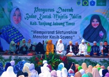 Pengajian Akbar BKMT Tanjab Timur i Gedung Sekertariat PKK. Komplek perkantoran Bukit Benderang Kabupaten Tanjab Timur. Senin (23/01/23). (Dok. Diskominfo Tanjabtim/Agus)