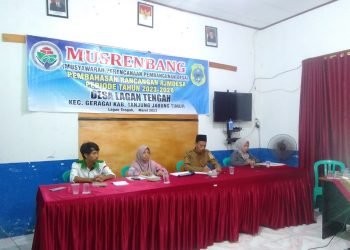 Pelaksanaan Musrenbang dan Pembahasan RPJMdes TA 2022-2028 di Aula kantor Desa lagan tengah, Senin (13/3/2023). (Dok. Realitajambi.com/Misbah)