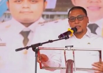 Sekda Sapril saat menyampaikan kata sambutan pada acara Bazar Inflasi Daerah, Rabu (15/3/23) [foto: Doc_Tanjabtimur)