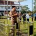 Ketua DPRD Mahrup saat menyampaikan sambutannya Pada HUT Ke - 73 Sat Pol PP dan HUT Damkar Ke - 104 di lapangan Kantor Bupati, Bukit Benderang, Senin, (20/03/23). (Dok. RJ.COM/Haitami)