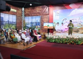 Wagub Sani saat, menyampaikan kata sambutan pada pembukaan 'Ramadhan Ceria' Jambi TV di Gedung Jambi TV, Selasa (28/03/2023). (Foto : Agus - kominfo)