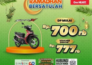 Banner Promo DP Ringan dan Voucher Diskon Khusus Pembelian Honda Supra X 125 (Dok. Sinsen)