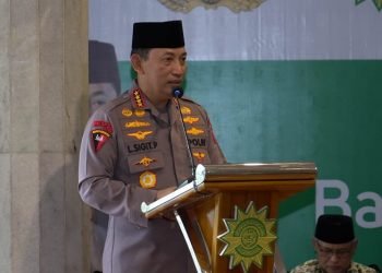 Kapolri, Jenderal Listyo Sigit Prabowo dalam sambutannya di PP PERSIS, Bandung, Sabtu (15/4/23). (Dok, Div Humas Polri)