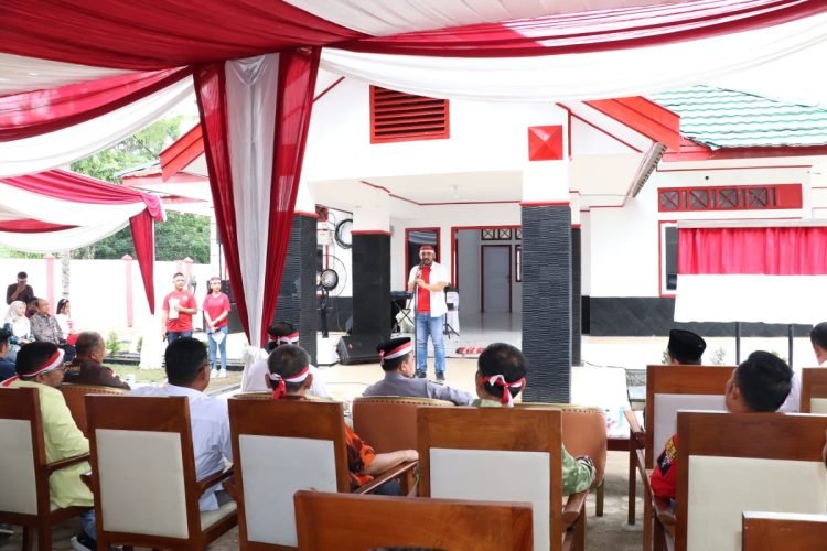 Dir Intelkam Polda Jambi, Kombes Pol. Ronalzie Agus saat sampaikan sambutan pada peresmian Rumah Kebangsaan Siginjai di Pakuan Baru, Kec. Jambi Selatan, Kamis (01/06/2023). (Dok. Realitajambi/Nasution)