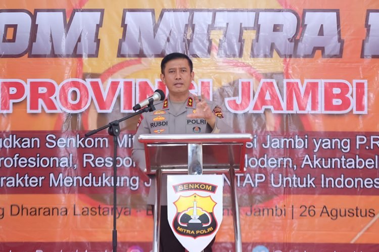 Kapolda Jambi Membuka Musprov ke - 4 Senkom Mitra Polri, bertempat di Gedung Dharana Lastarya BNN Provinsi Jambi, Sabtu (25/8/2023).(dok.Humas Polda Jambi)