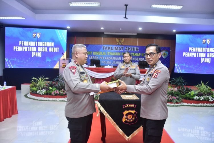 Kegiatan Taklimat Akhir Kegiatan Audit Kinerja Itwasum Polri Tahap II T.A 2023 Aspek Pelaksanaan dan  Pengendalian di Mapolda Polda Jambi pada Selasa, (29/08/2023). (Dok. Humas Polda Jambi)
