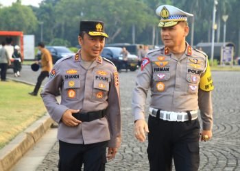 Persiapan pengamanan jalur dan rekayasa lalu lintas terkait dengan pelaksanaan KTT ASEAN ke-43 di Jakarta, Senin (4/9/2023).(Dok. Div Humas Polri)