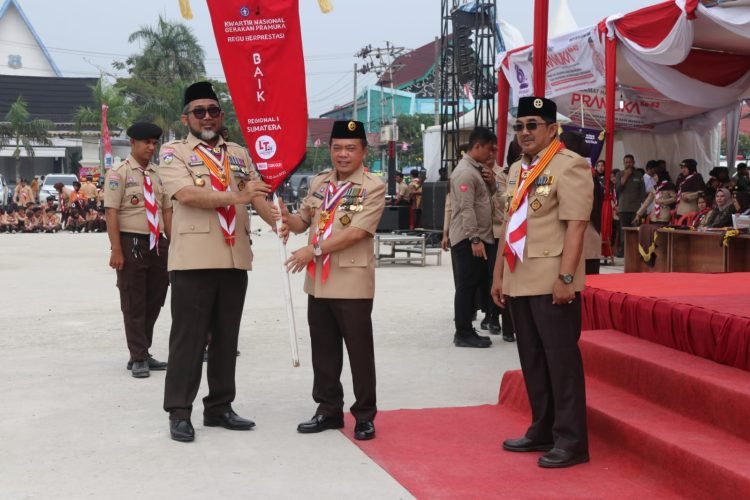 Al Haris pada Apel Puncak Peringatan Hari Ulang Tahun Pramuka ke-62 Tingkat Kwarda Jambi di Alun-alun Kantor Bupati Tanjab Barat, Rabu (06/09/2023). (Dok. Agus Supriyanto -Kominfo)