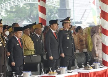 Ketua DPRD Jambi Hadiri Upacara dan Syukuran Hut TNI ke 78 di Makorem 042/Gapu, Kamis (05/10/2023). (Dok. Hadian)