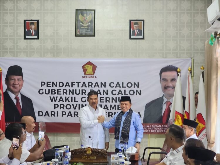 SAH saat menerima pendaftaran Cagub Al Haris di DPD Gerindra Provinsi Jambi, Sabtu (11/5) (dok. Jernih.id)